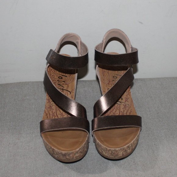 BLOWFISH MALIBU WEDGE PLATFORM SANDALS - 10 - BRONZE - Picture 2 of 8